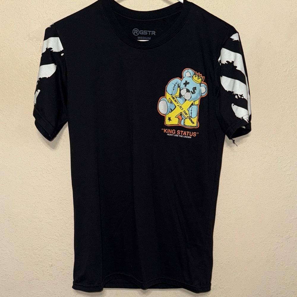 GSTR Black T-Shirt with Bear Graphic